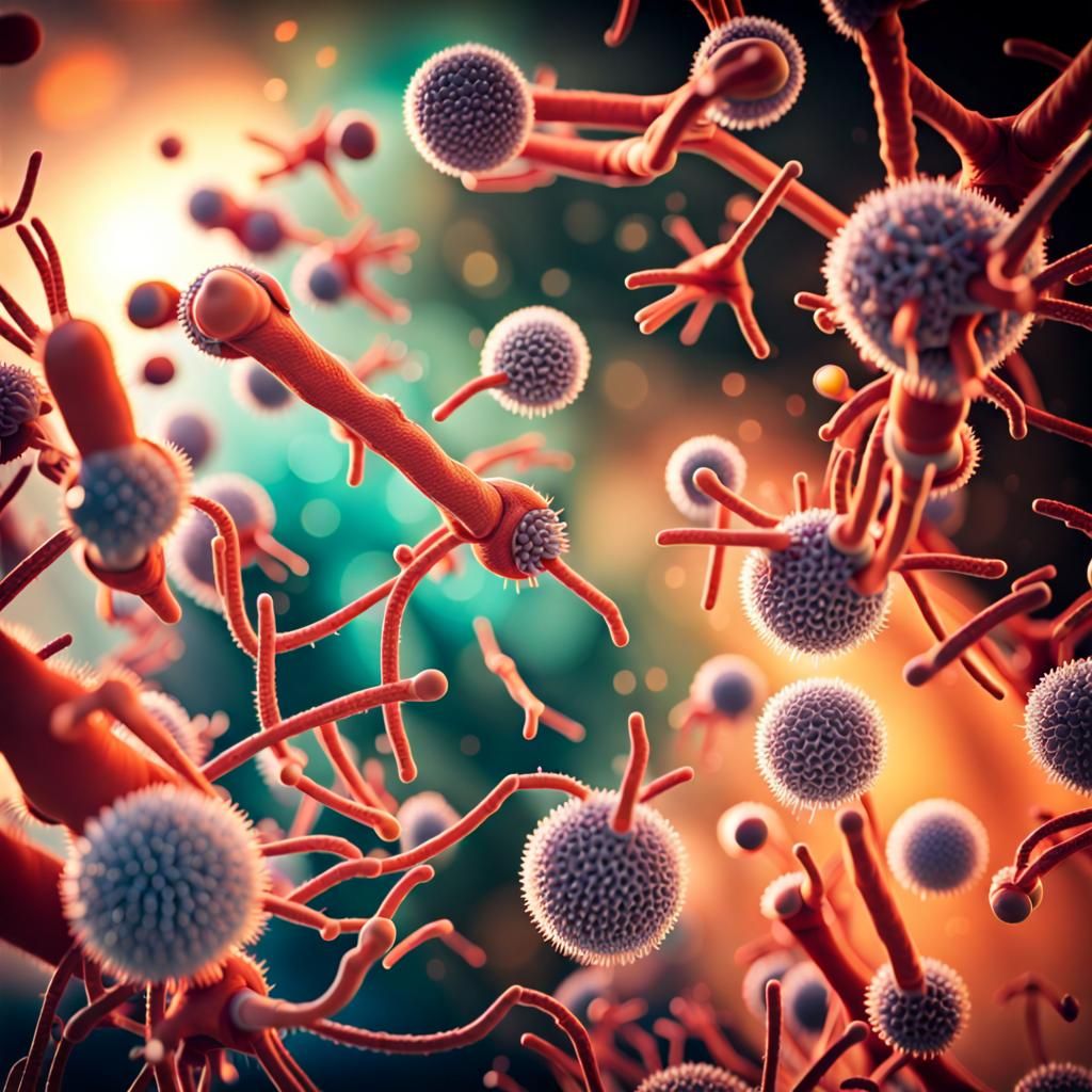 Detailed 3D Render of Microbes and Viruses
