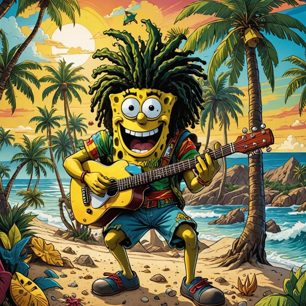 SpongeBob Marley Reggae Comic Book Art