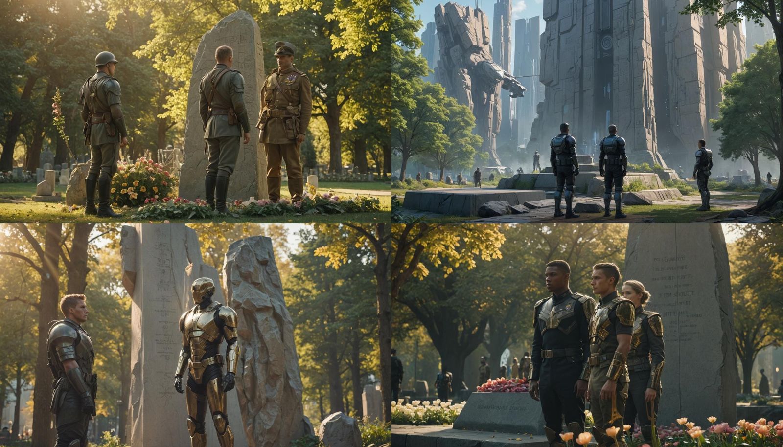 Memorial for Private Bonner in Futuristic City