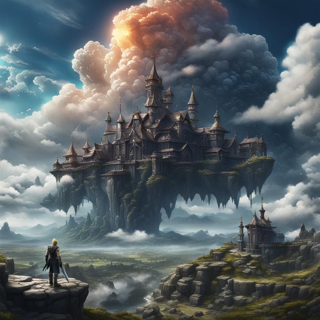Final Fantasy Fan Art of Cloud in Detailed Matte Painting