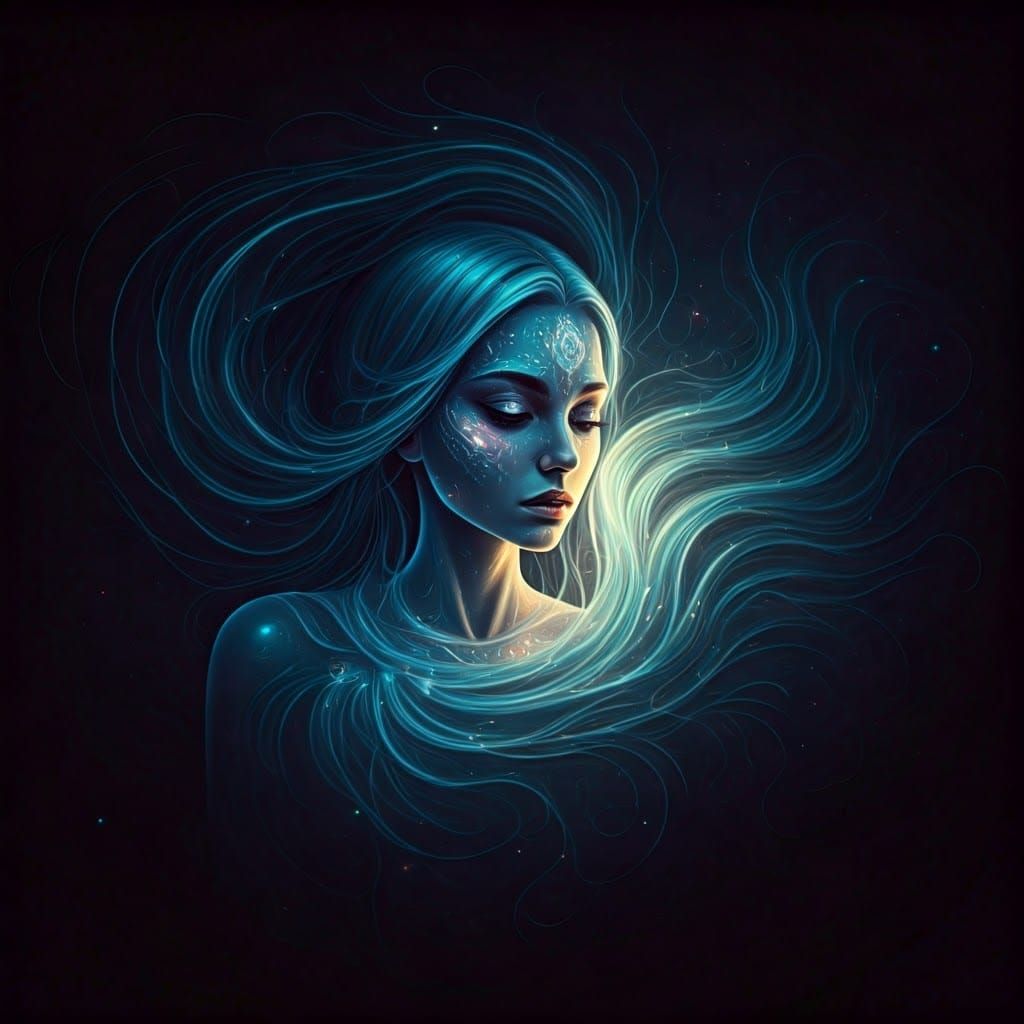 Luminescent Undine Reaching for a Blissful Legend