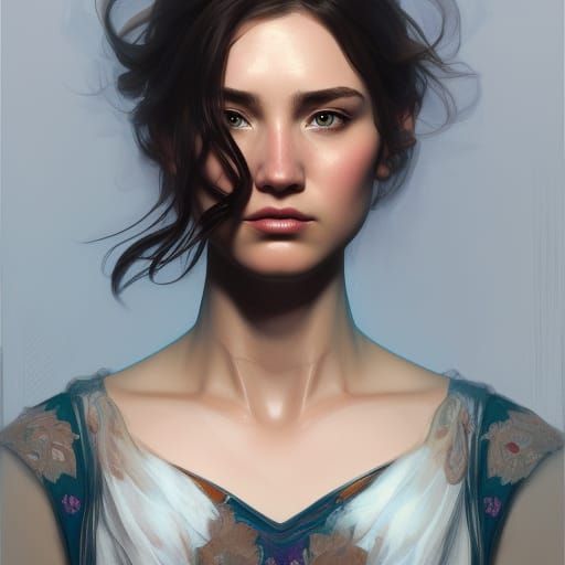 Provocative Woman Portrait in Hyperdetailed Style