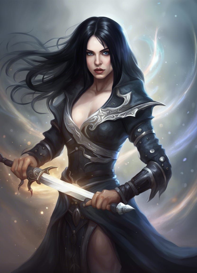Warrior Mage Conjuring Magic Sword in Fantasy Art