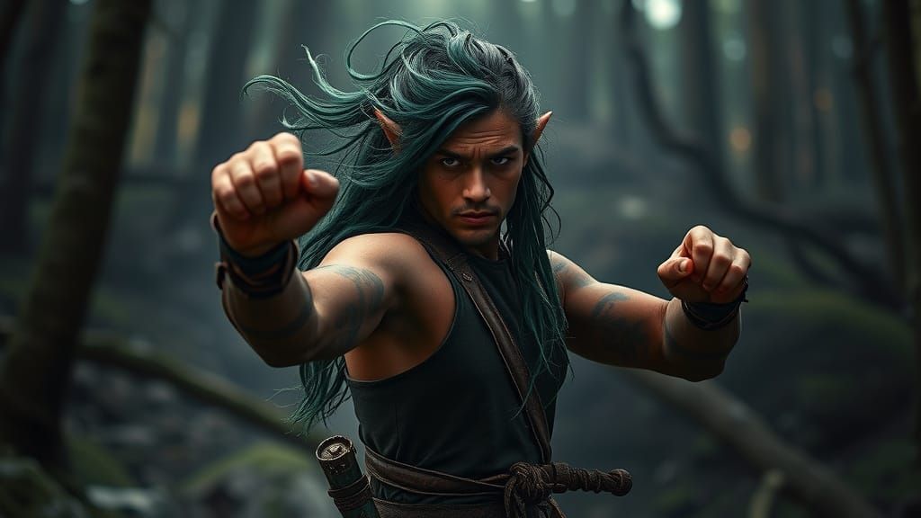 Ethereal Wood Elf Druid Captured in Cinematic 35mm Film Styl...