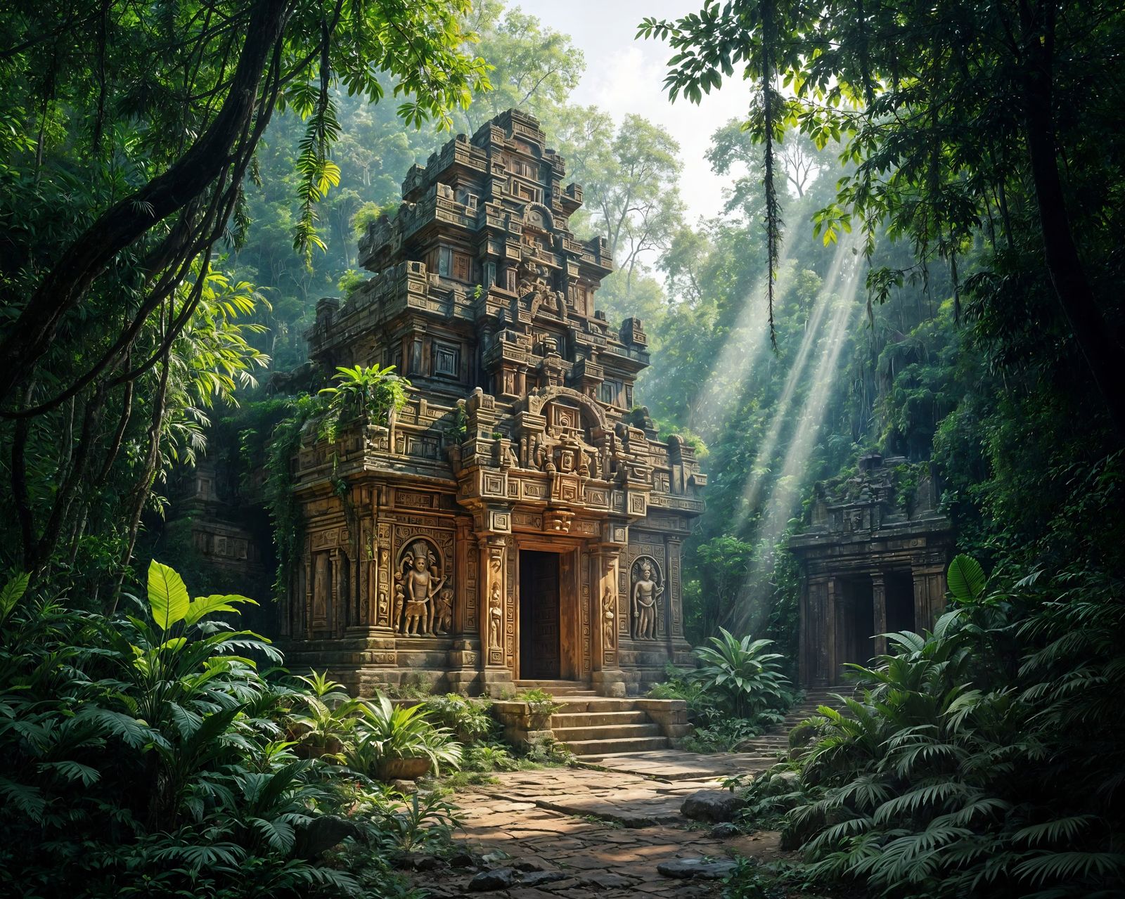 Mayan Temple in Belize Rainforest: Digital Matte Painting