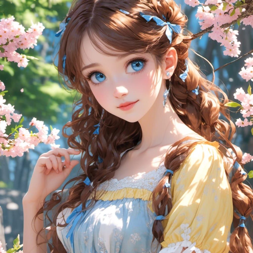 Beautiful Blue-Eyed Woman in Summer Dress