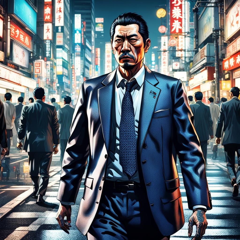Detective Following Yakuza in Tokyo: Hyperrealistic Splash A...