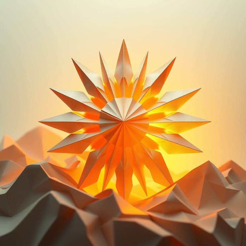 Ethereal Paper Art of Setting Sun