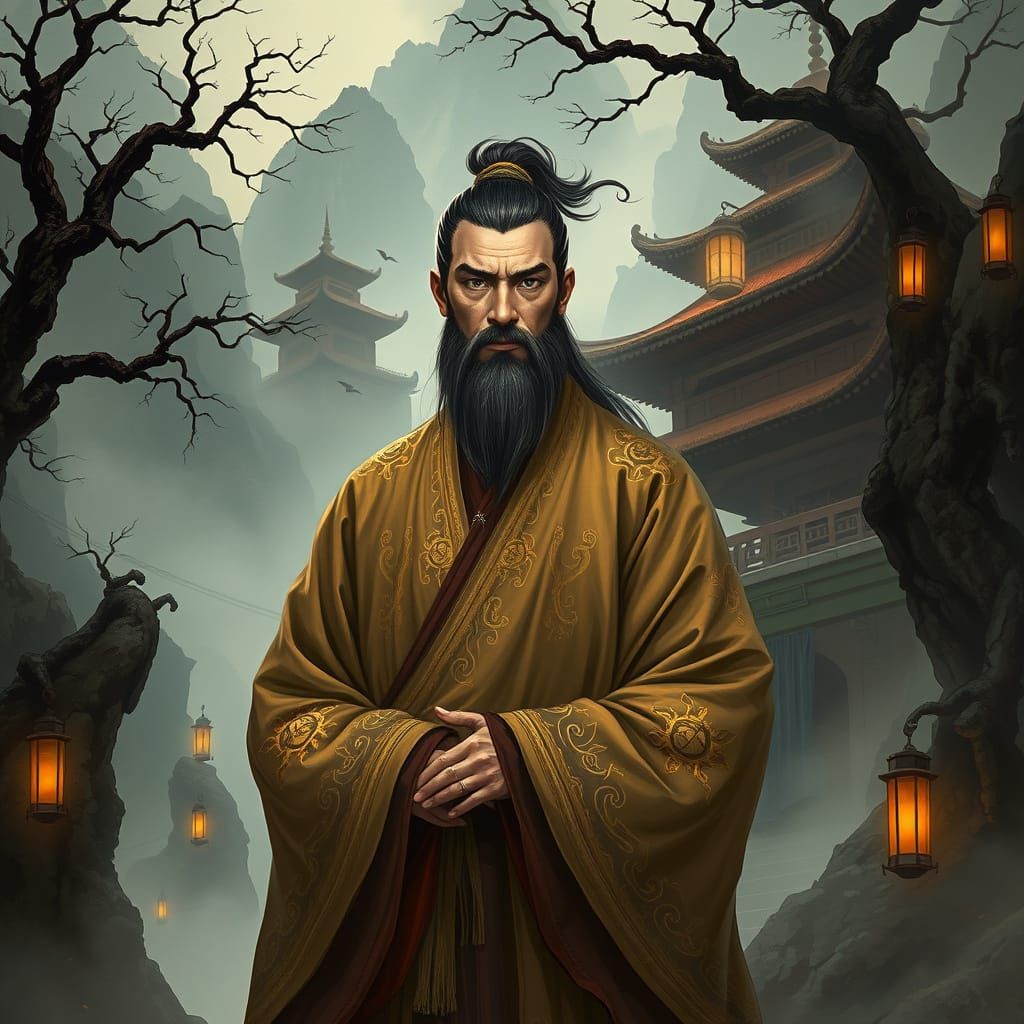 Serene Shaolin Master Amidst Ancient Temple