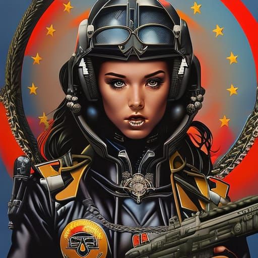 Vintage-Style Bomber Girl Pinup Poster