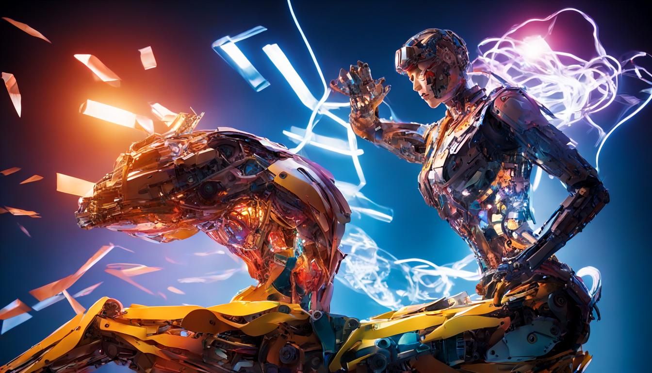 Colorful Kirigami Cyborg with Luminescent Lamps