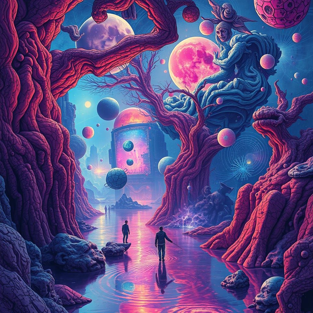 Surrealist Dreamscape of Interconnected Images