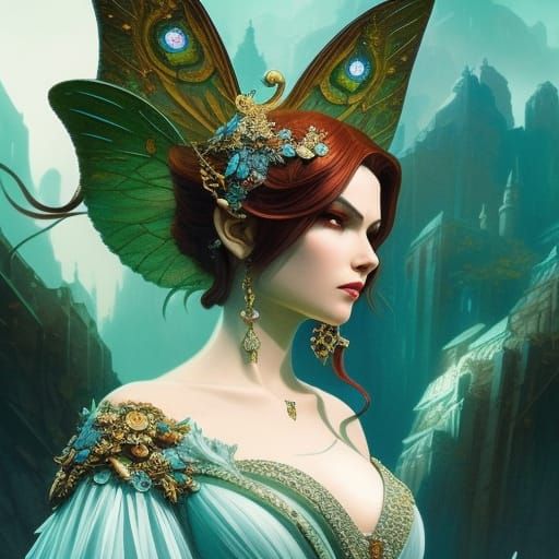 Gemstone Fairy Portrait in Dark Fantasy Style