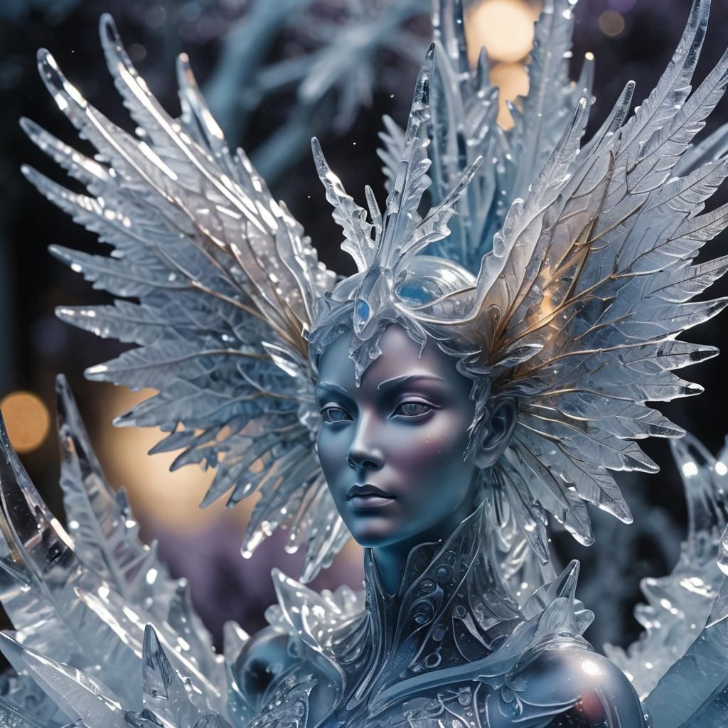 Iridescent Ice Sculpture of Magical Character