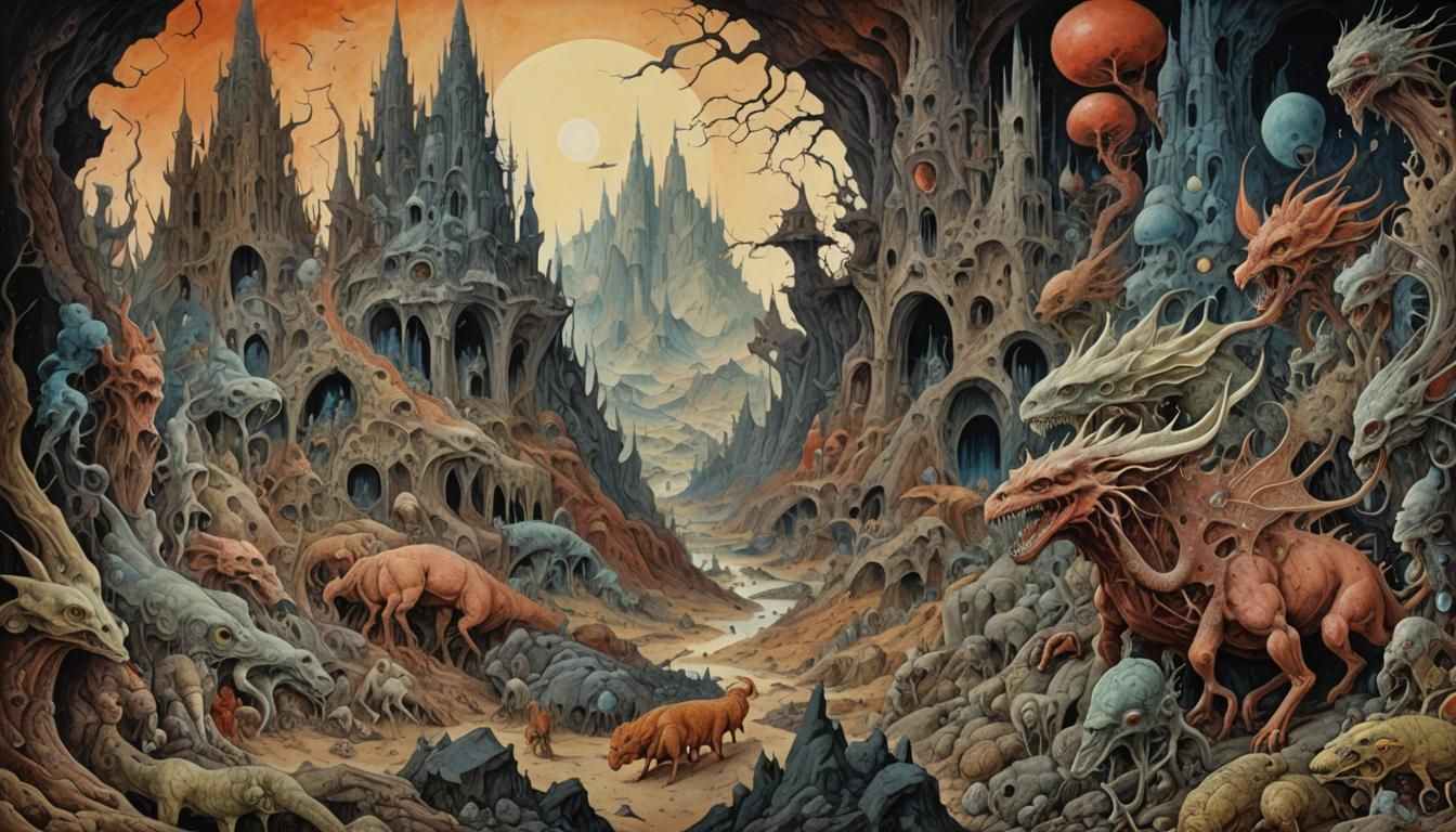 Apocalyptic Wasteland Dream in Surrealist Style