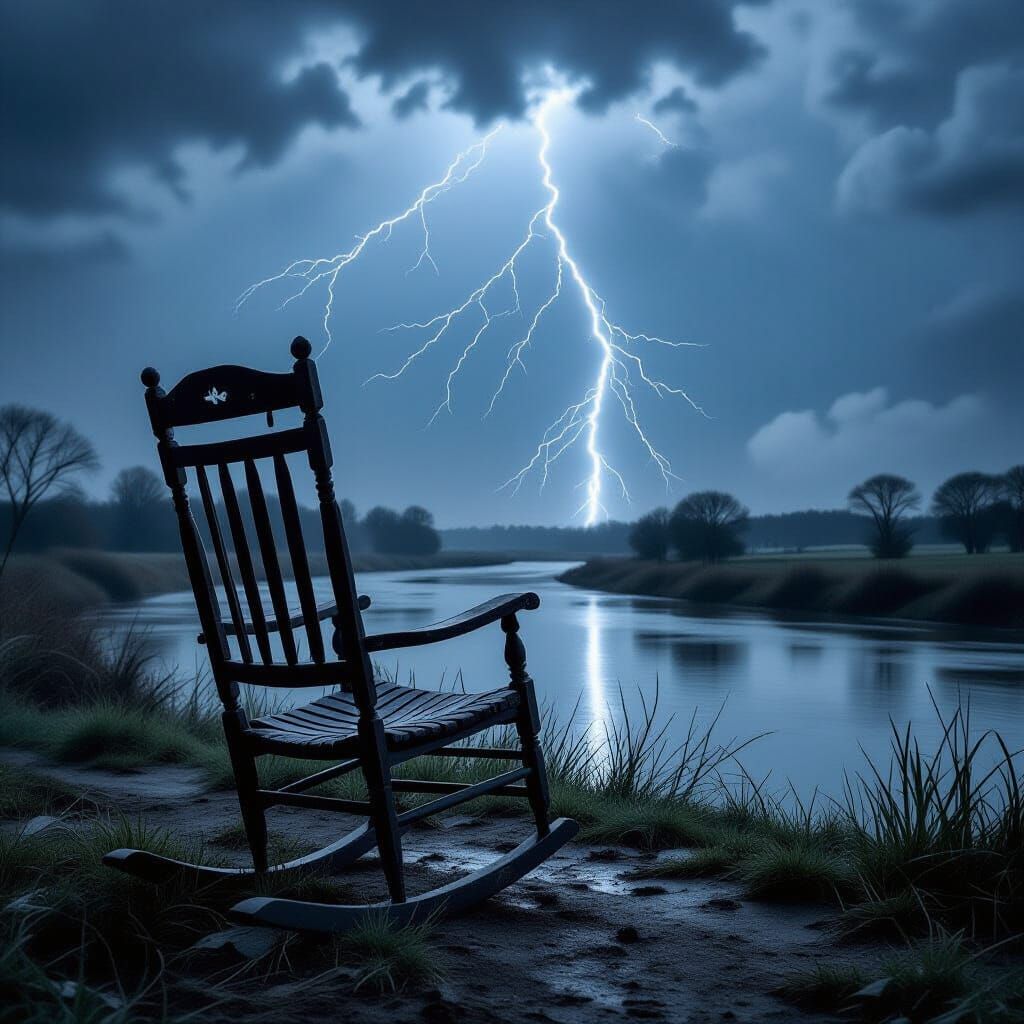 Weathered Rocking Chair in a Desolate World