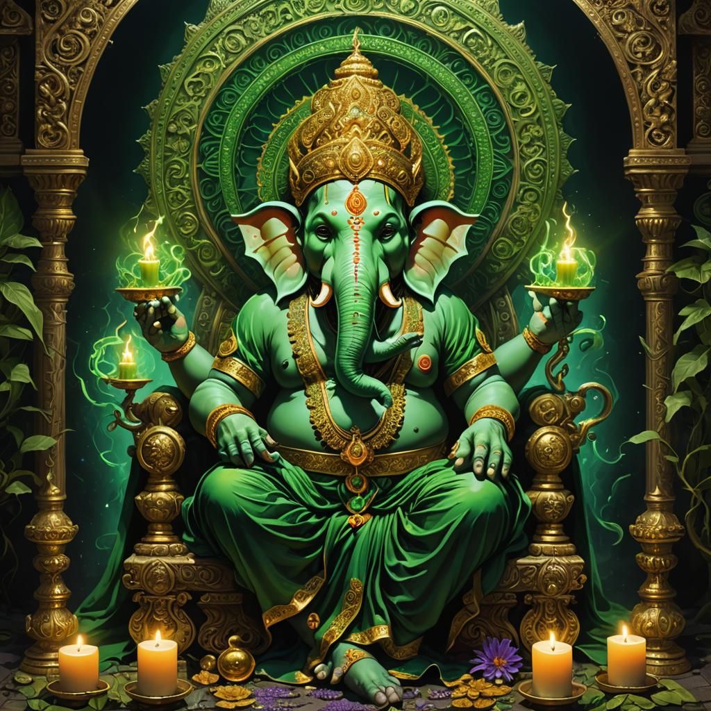 Green Ganesh Statue