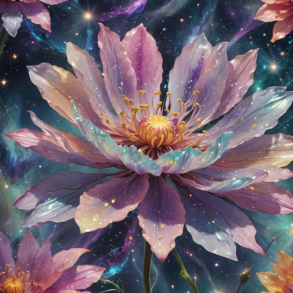 Glowing Cosmic Flower Floating in Space