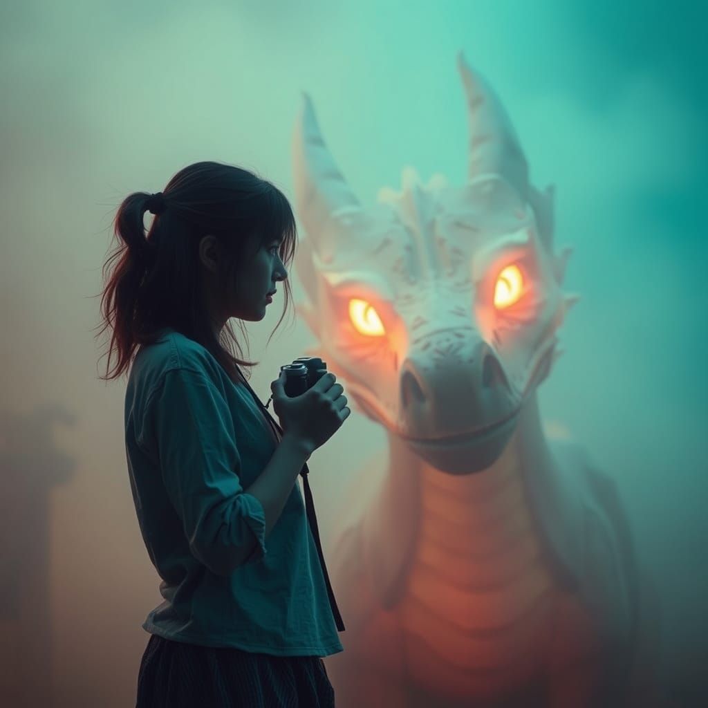 Rachel and Dragon's Gaze: Cinematic Digital Art