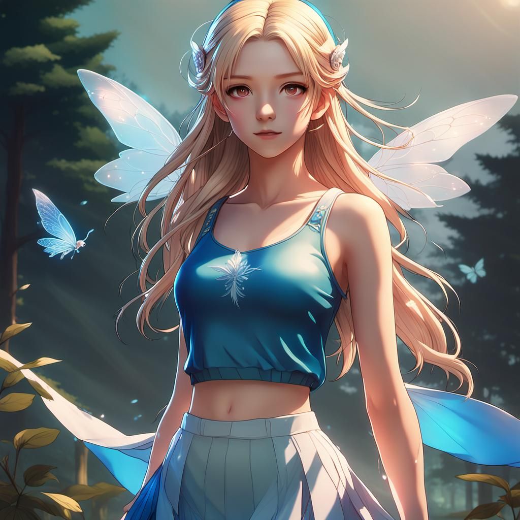 Hyper-Realistic 3D Anime Fairy in Forest Glade