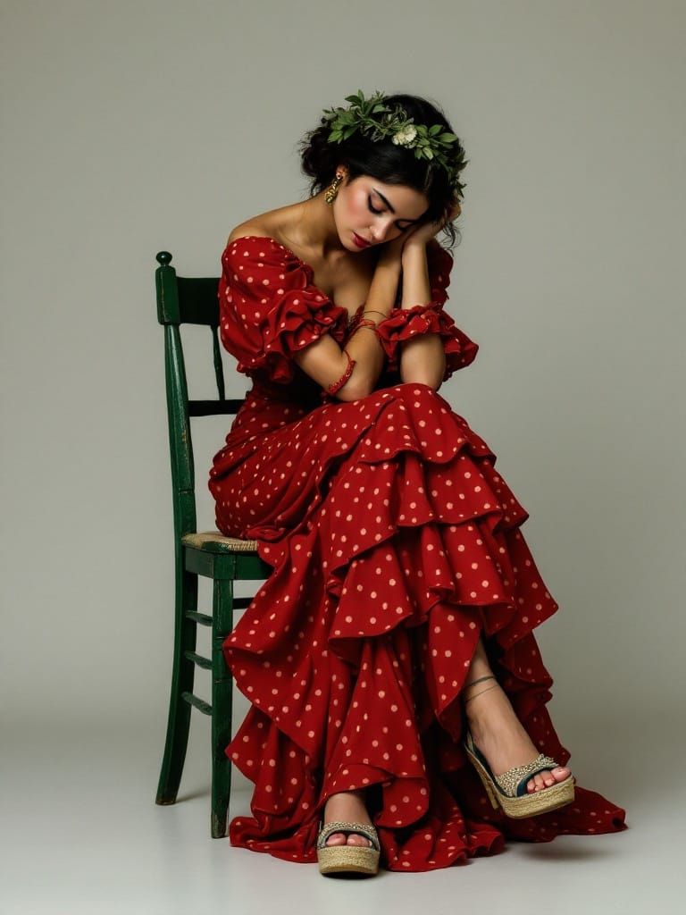 Contemplative Flamenco Dancer in Baroque Style