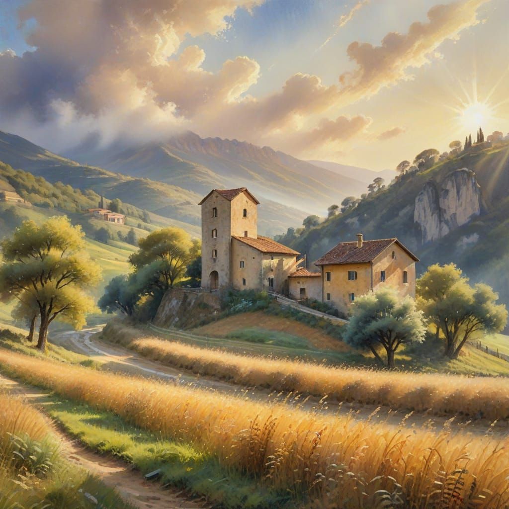Sunlit Mill in Vallone dei Mulini: Impressionist Landscape