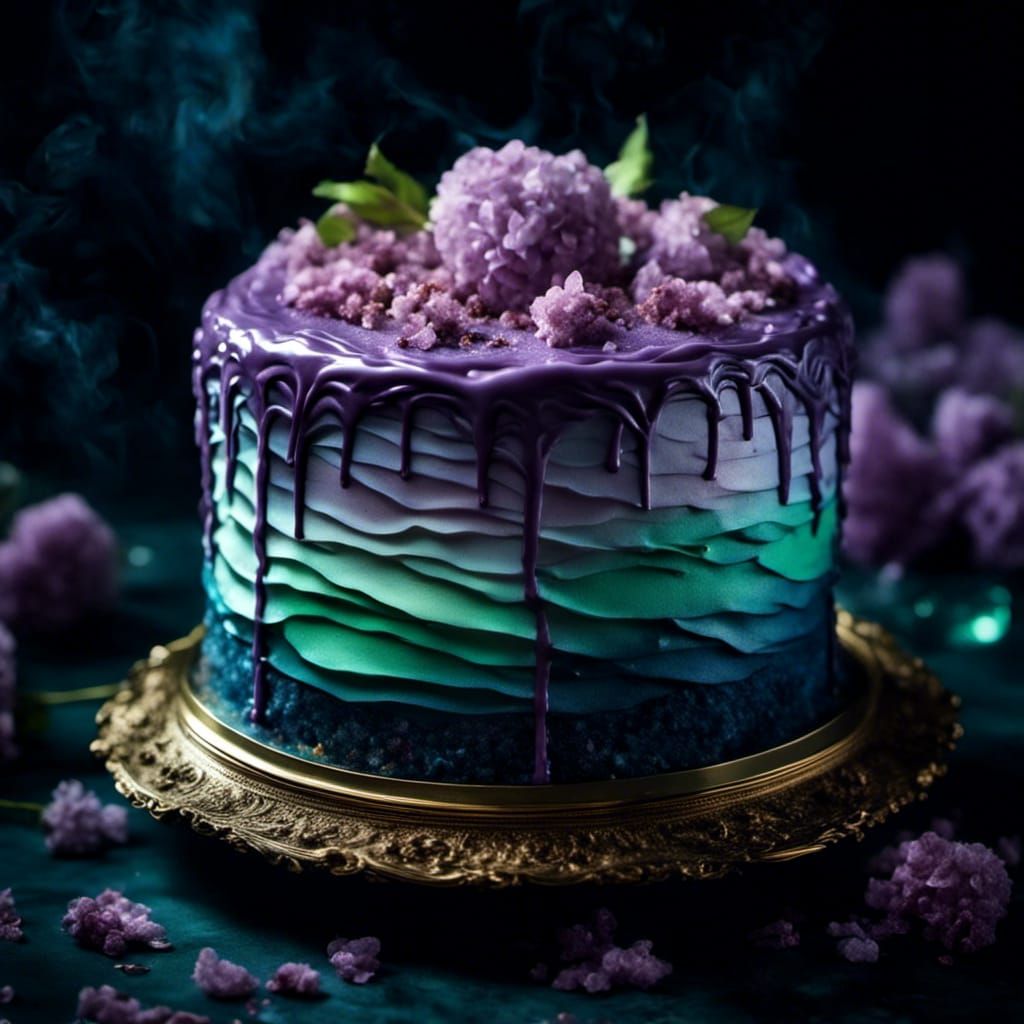 Appetizing Crystal Glass Cake with Luminous Layers