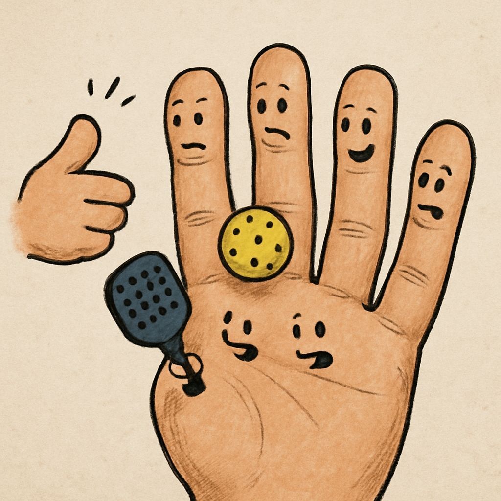 Fingers Play Pickleball with Thumb Referee