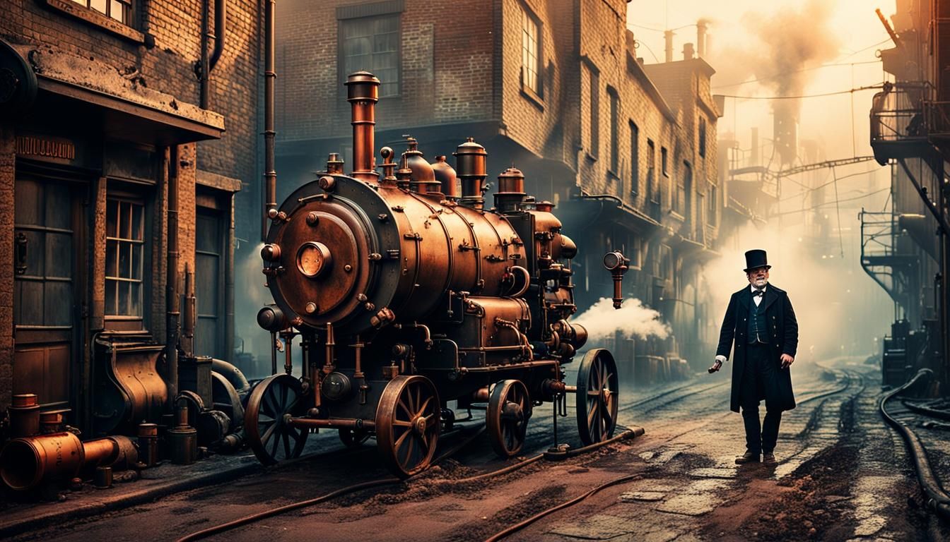 Steampunk Alleyway in Ralph Steadman Ink Style