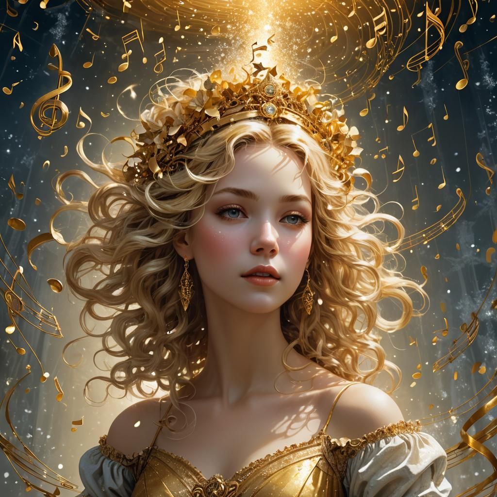 Goddess of Music in Digital Art Style
