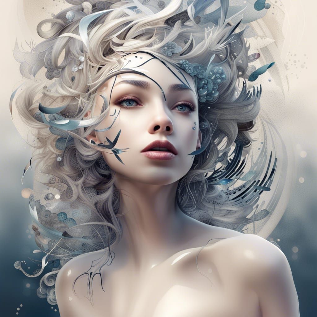 Midnight Beauty: Elaborate Collage Illustration in 16k