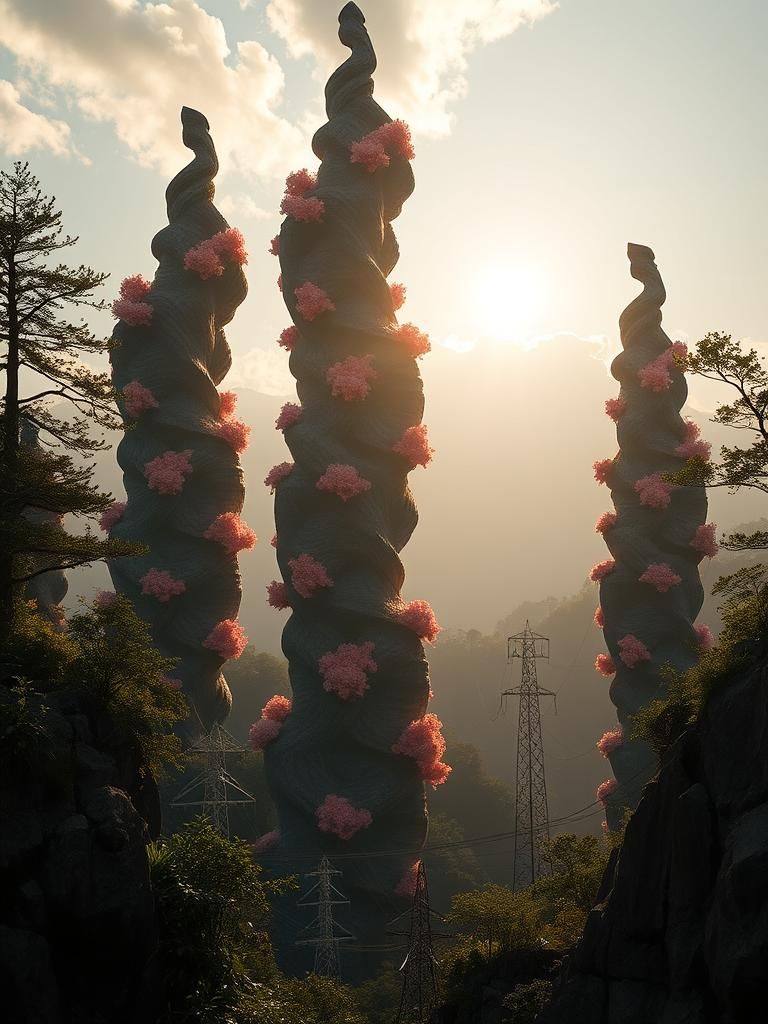 Biomorphic Towers Rise in Chromatic Landscape