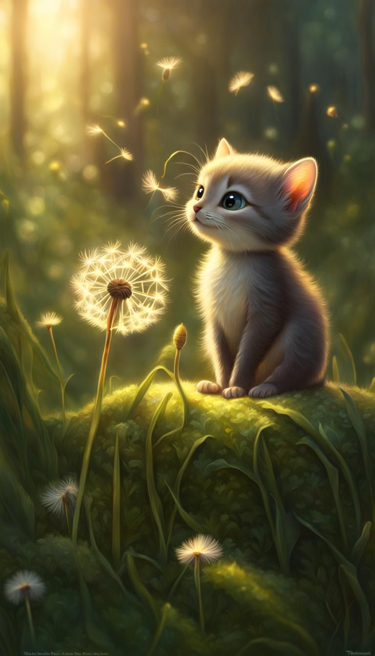 Dandelion with Big Eyes: A Digital Art Fantasy