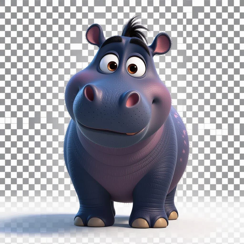 Adorable Pixar-Style 3D Hippo for Kids