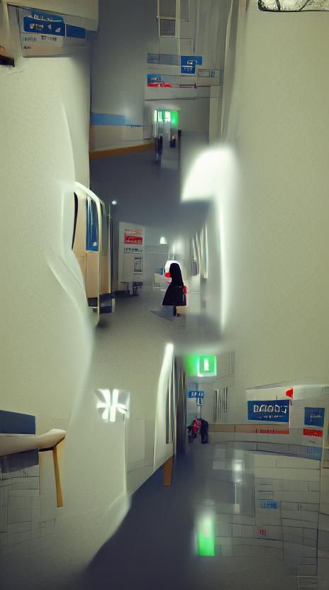 Solemn Hospital Waiting Room Scene