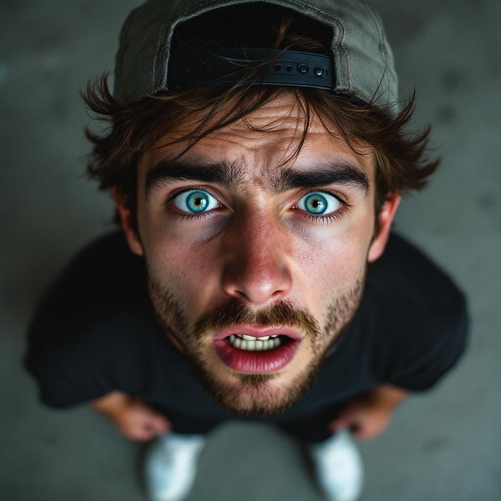 Intense Portrait of a Sad Young Man