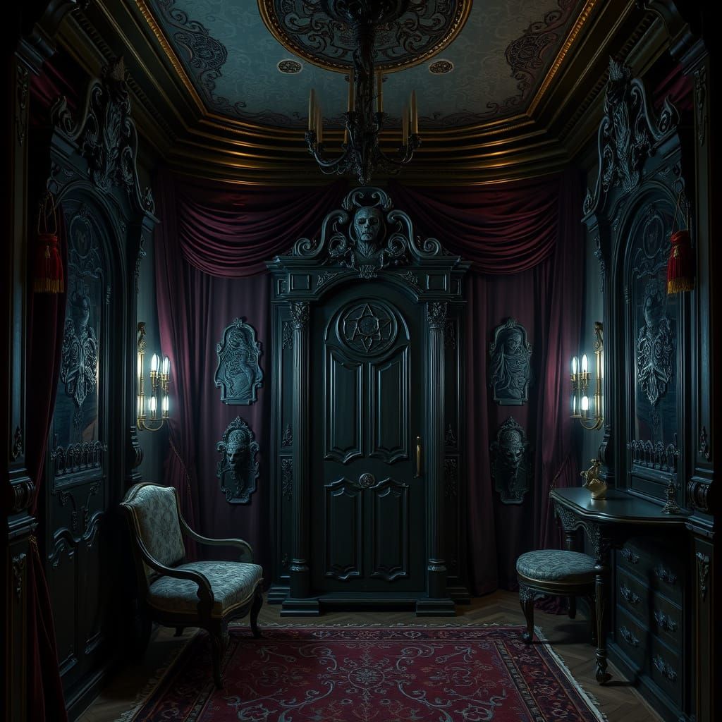 Gothic Dressing Room with Mystical Decor