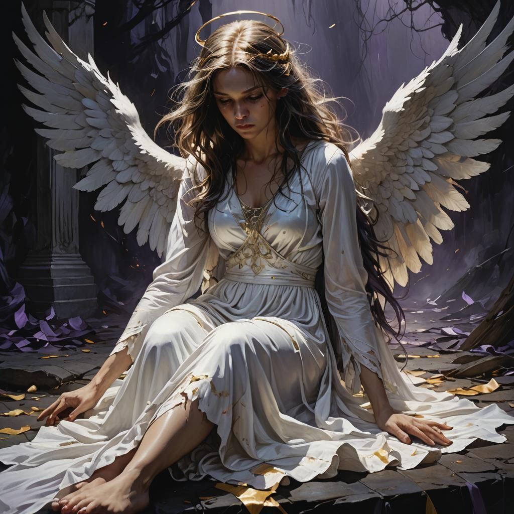 Fallen Angel in Dark Fantasy Art Style