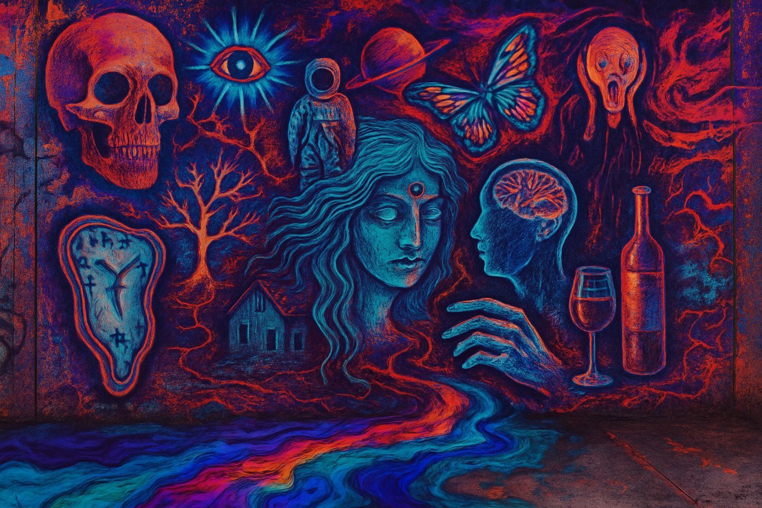 Surreal Collage of Ideas with Infrared and Negative Colors