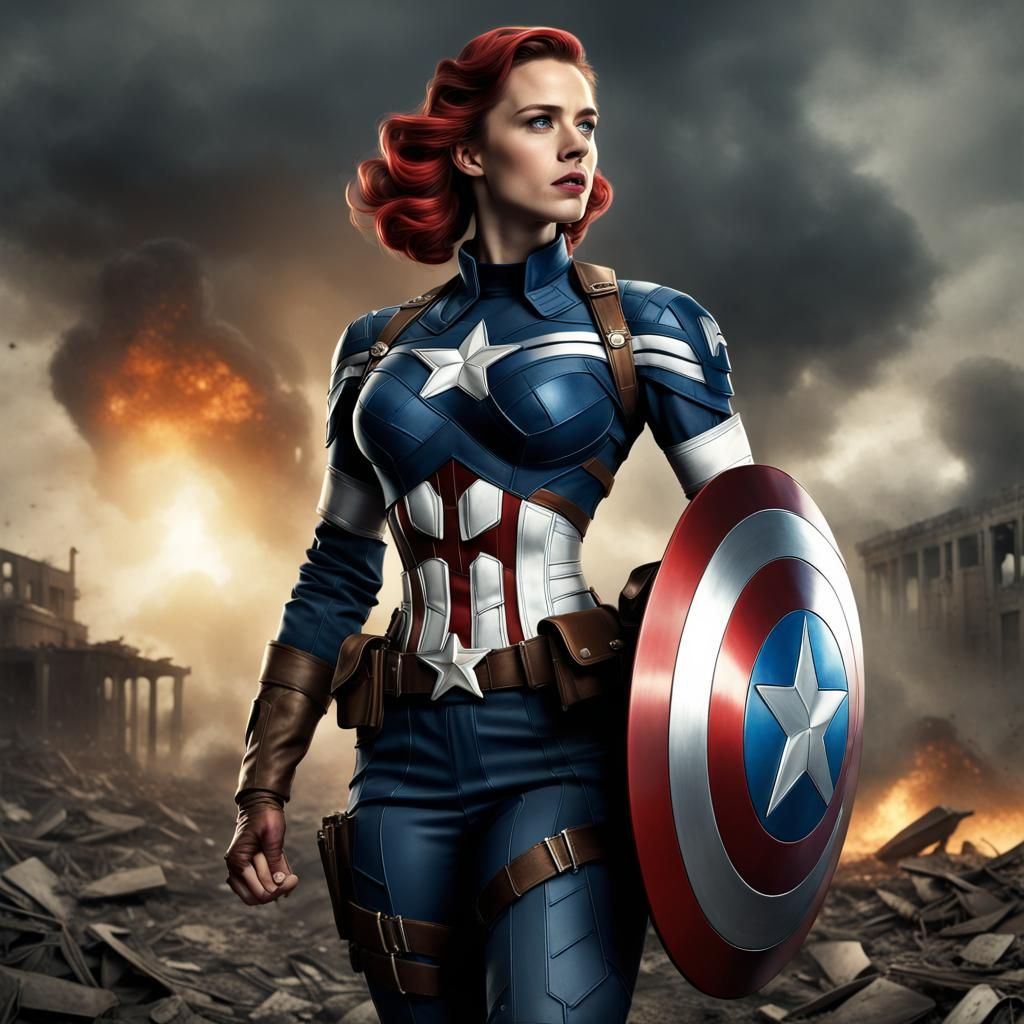 Female Captain America in Matt Baker Style