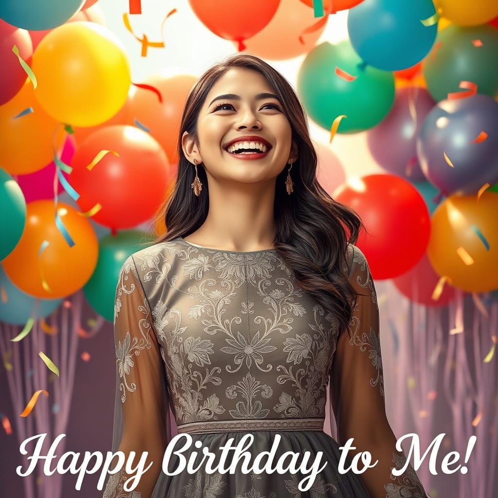 Joyful Woman's Birthday Celebration in Pop Art Style