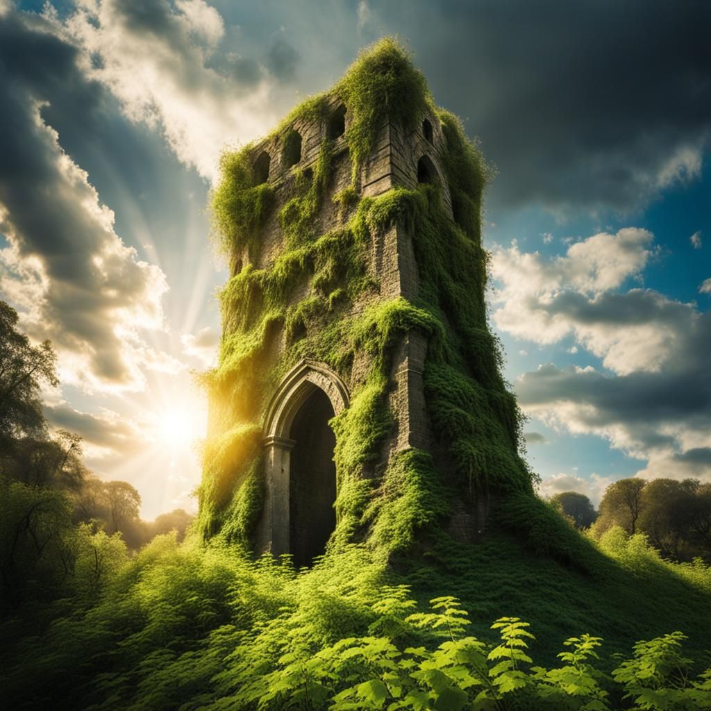 Desert Monolith with Medieval Ruins
