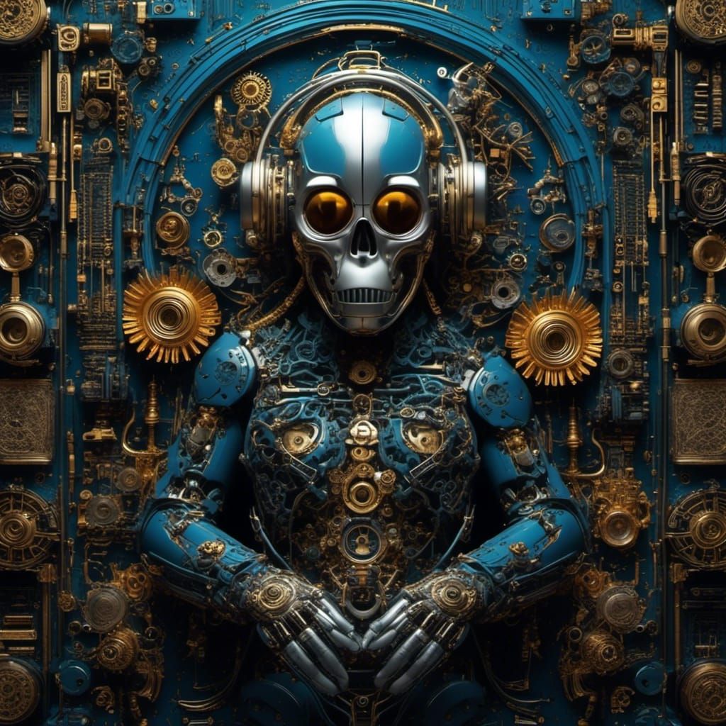 Asian Android in Voodoo Flames - Digital Art