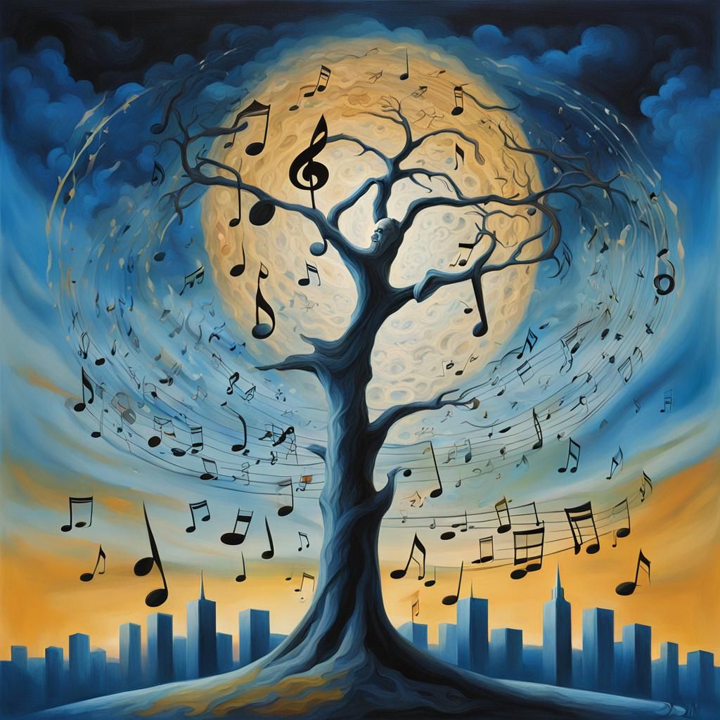 Surreal Music Conductor in Dreamlike Landscape