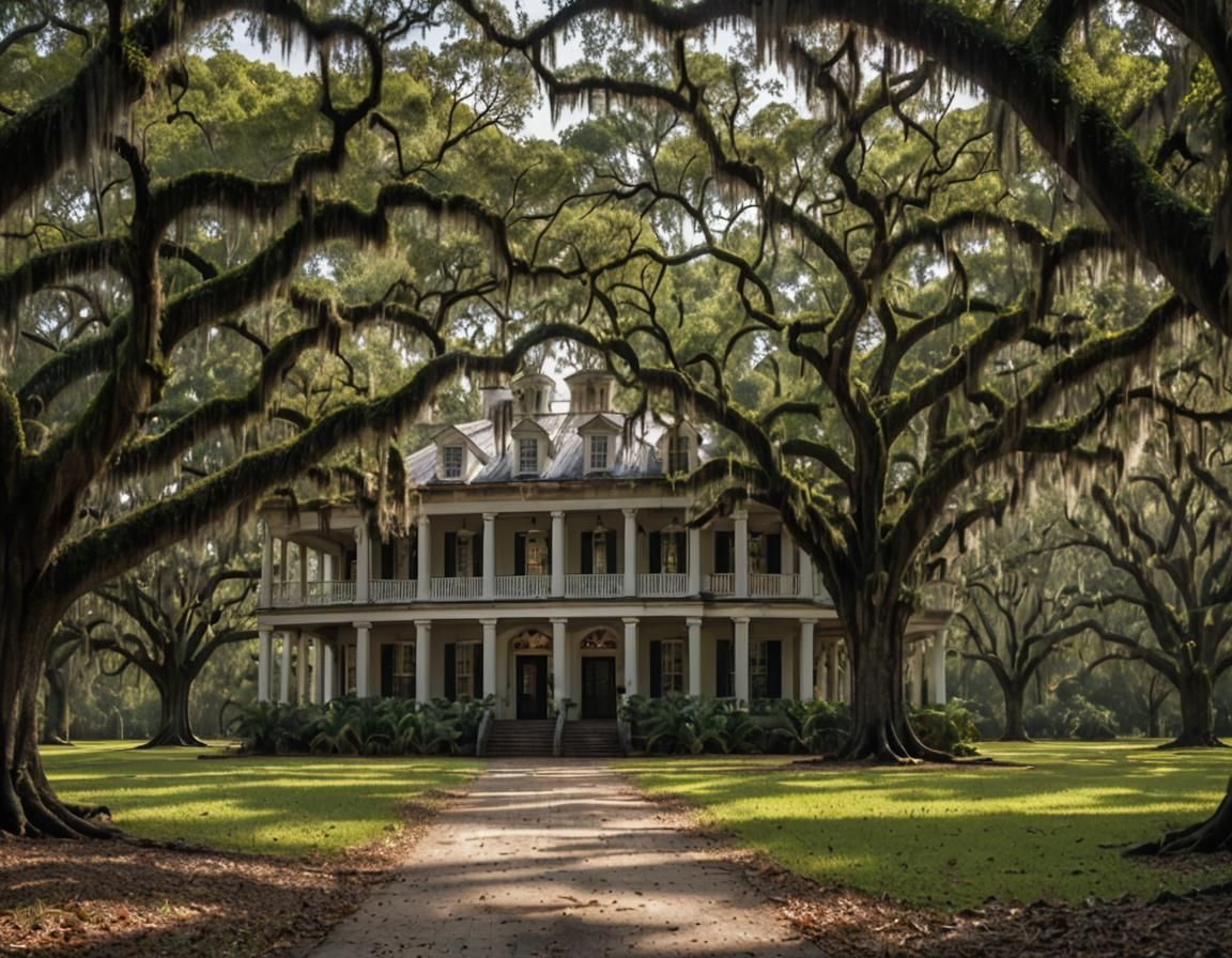 Southern Plantation Mansion in Gothic Revival Style