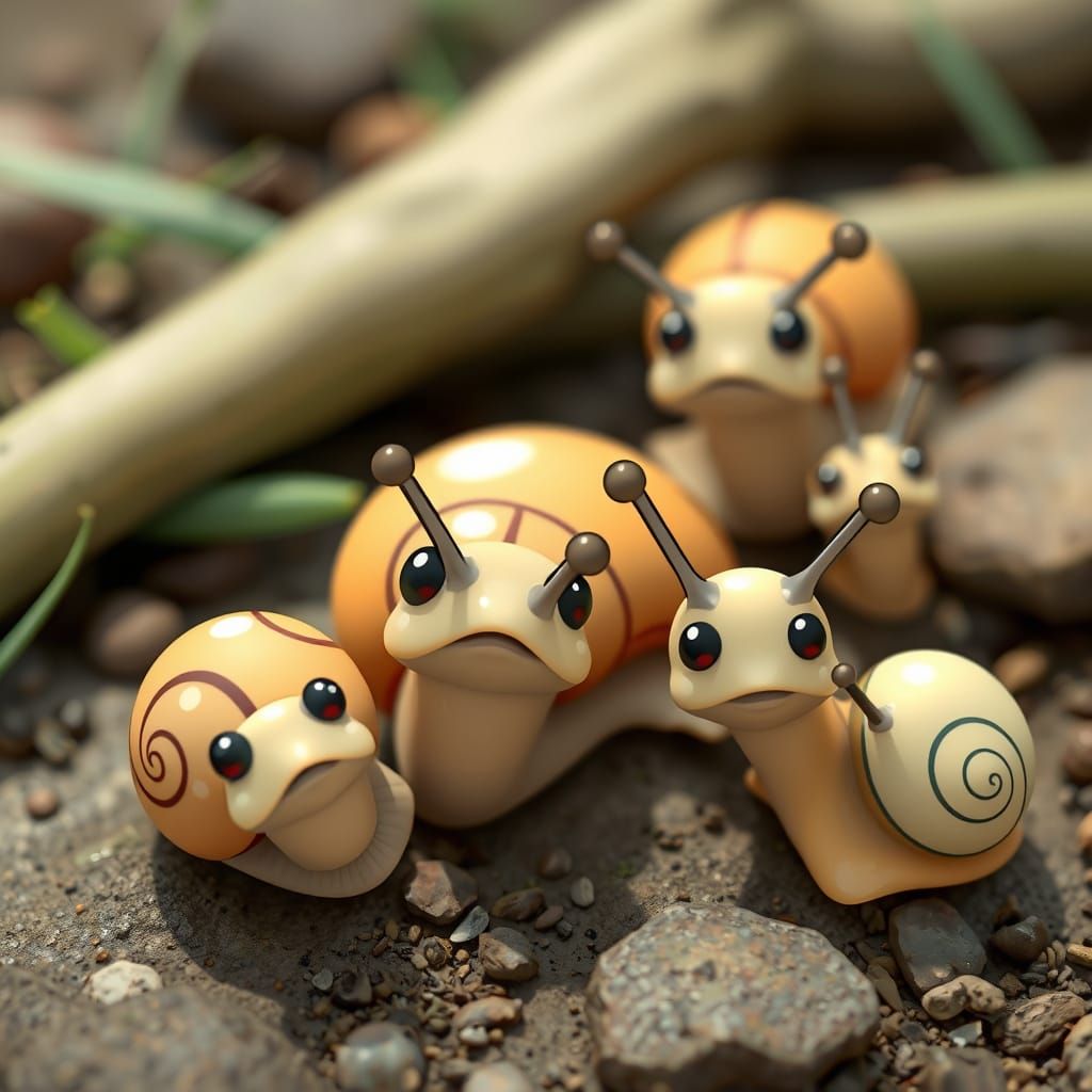 Cartoon Snails: A Curious Close-Up in Animation Style