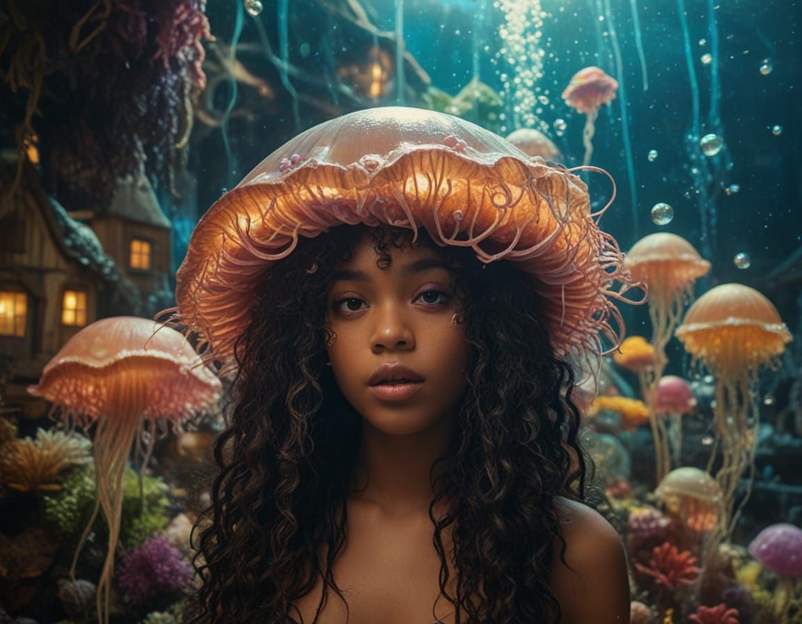 Underwater Village Meeting: Humans and Mermaids