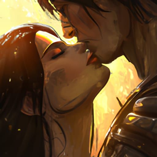 Paladin and Mage Kissing: Hyperdetailed Portrait