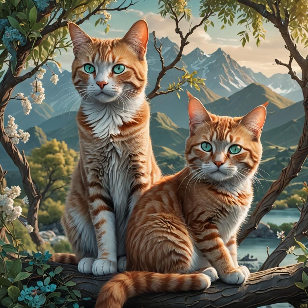 Cats in Love: Detailed Matte Painting
