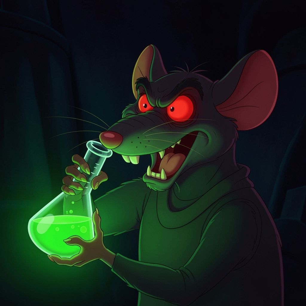 Sinister Rat Drinks Strength Potion in Eerie Glow